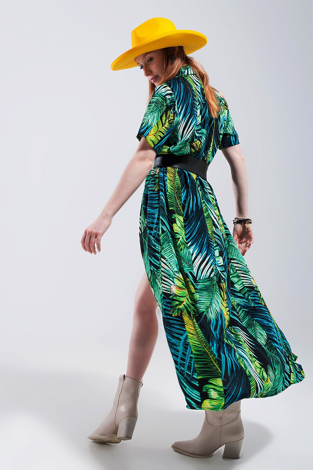 Maxi shirt dress in tropical print