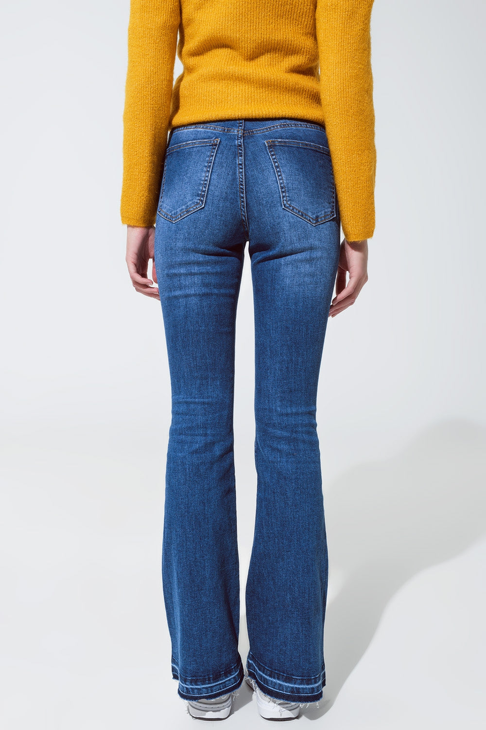 Medium blue skinny flared jeans